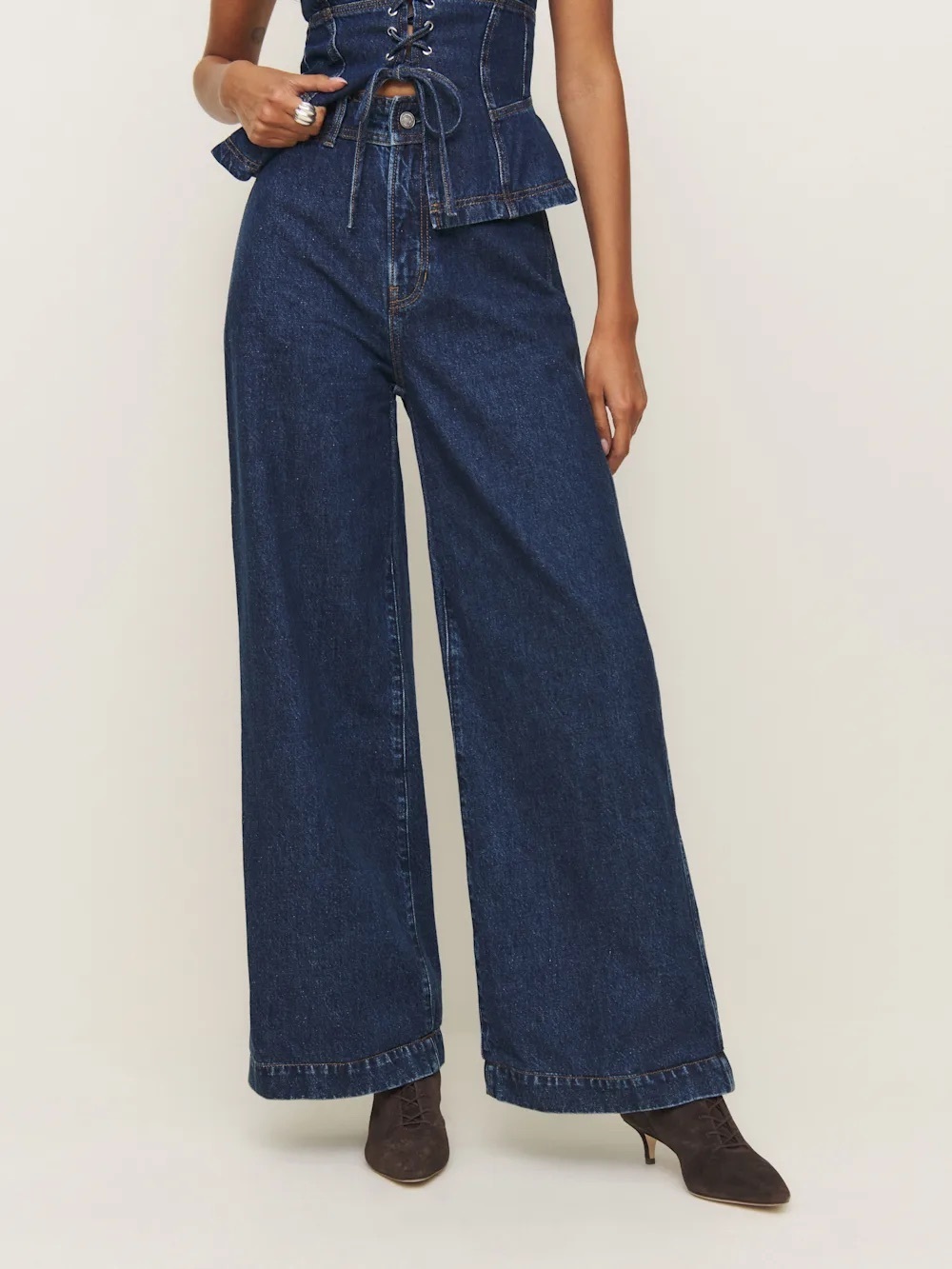 Reformation x Kacey Musgraves Austin Ultra High Rise Wide Leg Jeans Sz 33 Elwood - Picture 1 of 11